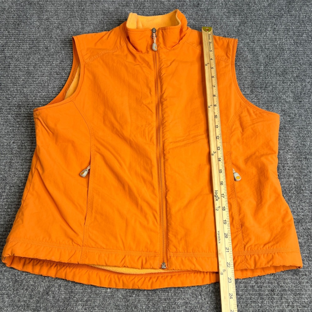 LL Bean Womens Large Orange Fleece Lined Nylon Full Zip Vest O BDR7 Mock Neck - Picture 6 of 6